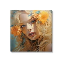 Stupell Industries Girl & Orange Blossoms Botanical & Floral Painting Gallery Wrapped Canvas Art Print Wall Art, 17 x 17