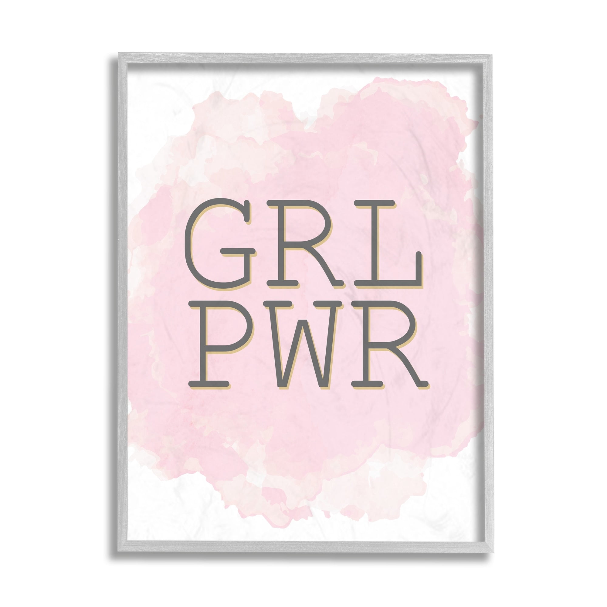 Stupell Industries Girl Power Abbreviated Text Abstract Pink Texture Gray Framed by Kim Allen