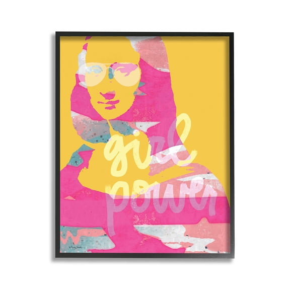 Stupell Industries Girl Power Abstract Face Abstract Painting Black Framed Art Print Wall Art, 11 x 14