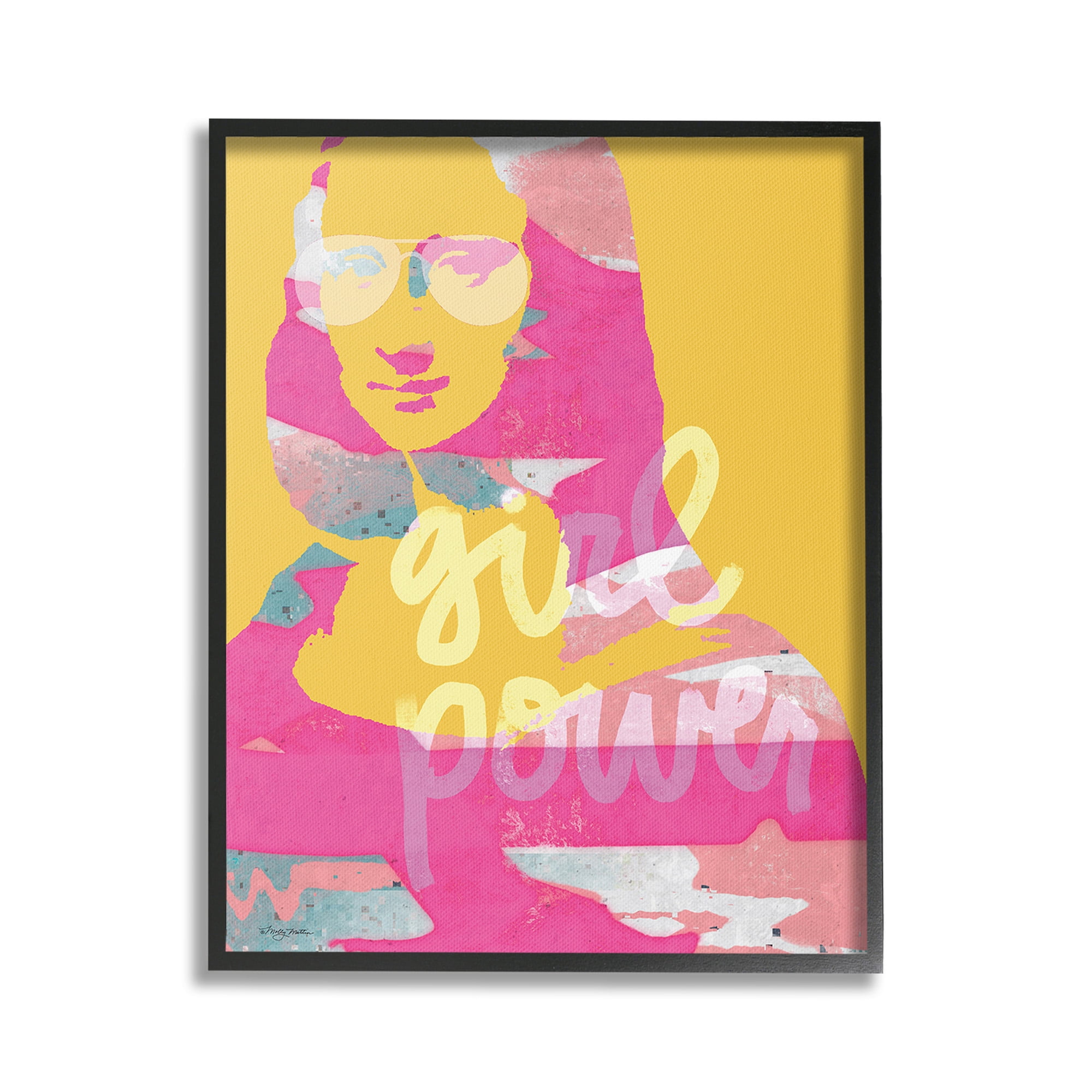 Stupell Industries Girl Power Abstract Face Abstract Painting Black Framed Art Print Wall Art, 16 x 20