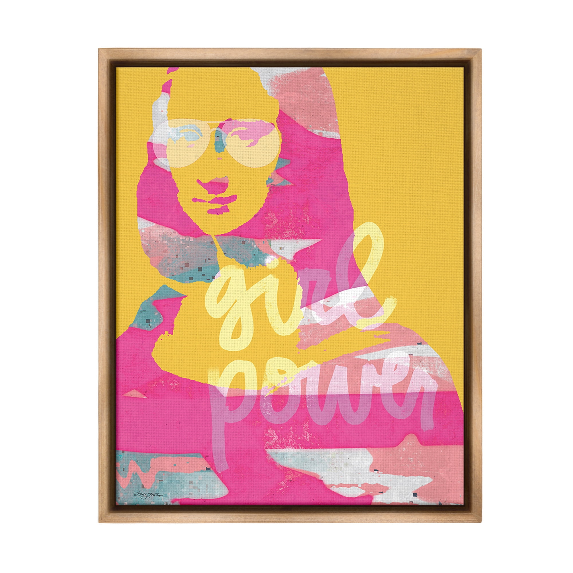 Stupell Industries Girl Power Abstract Face Abstract Painting Brown Floater Framed Canvas Art Print Wall Art, 25 x 31