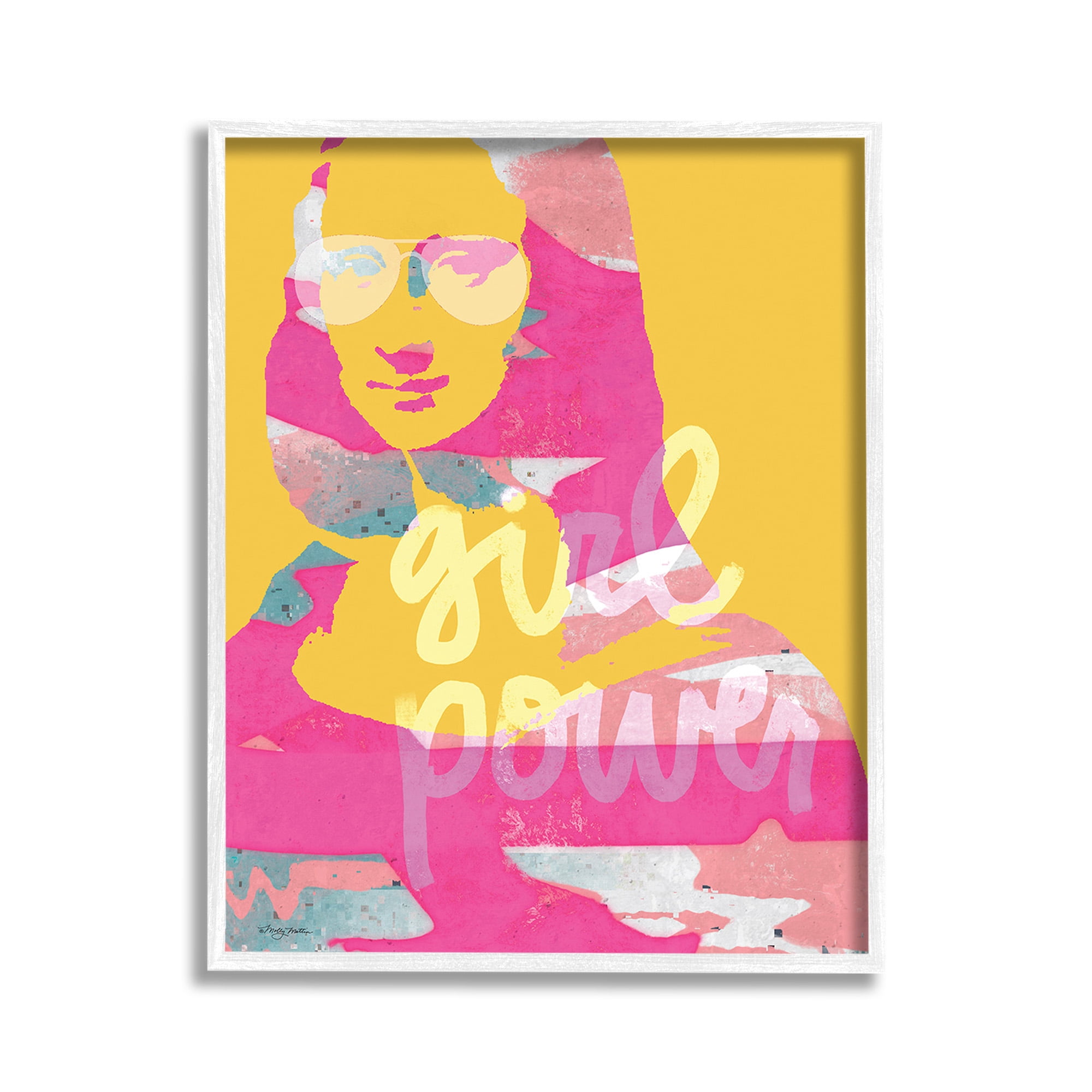 Stupell Industries Girl Power Abstract Face Abstract Painting White Framed Art Print Wall Art, 11 x 14