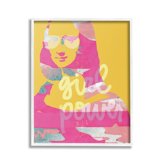 Stupell Industries Girl Power Abstract Face Abstract Painting White Framed Art Print Wall Art, 16 x 20