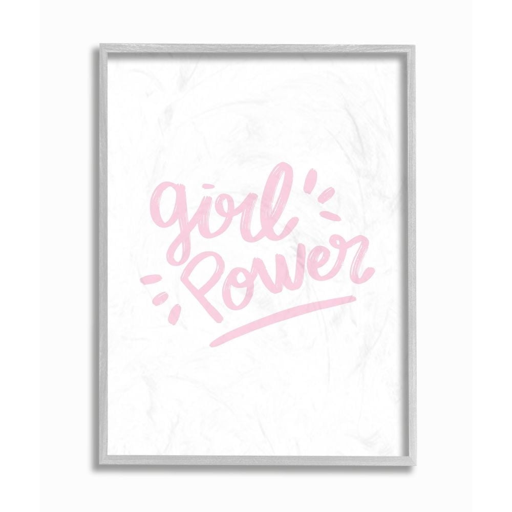 Stupell Industries Girl Power Minimal Design Pink and White Designed by Seven Trees Design