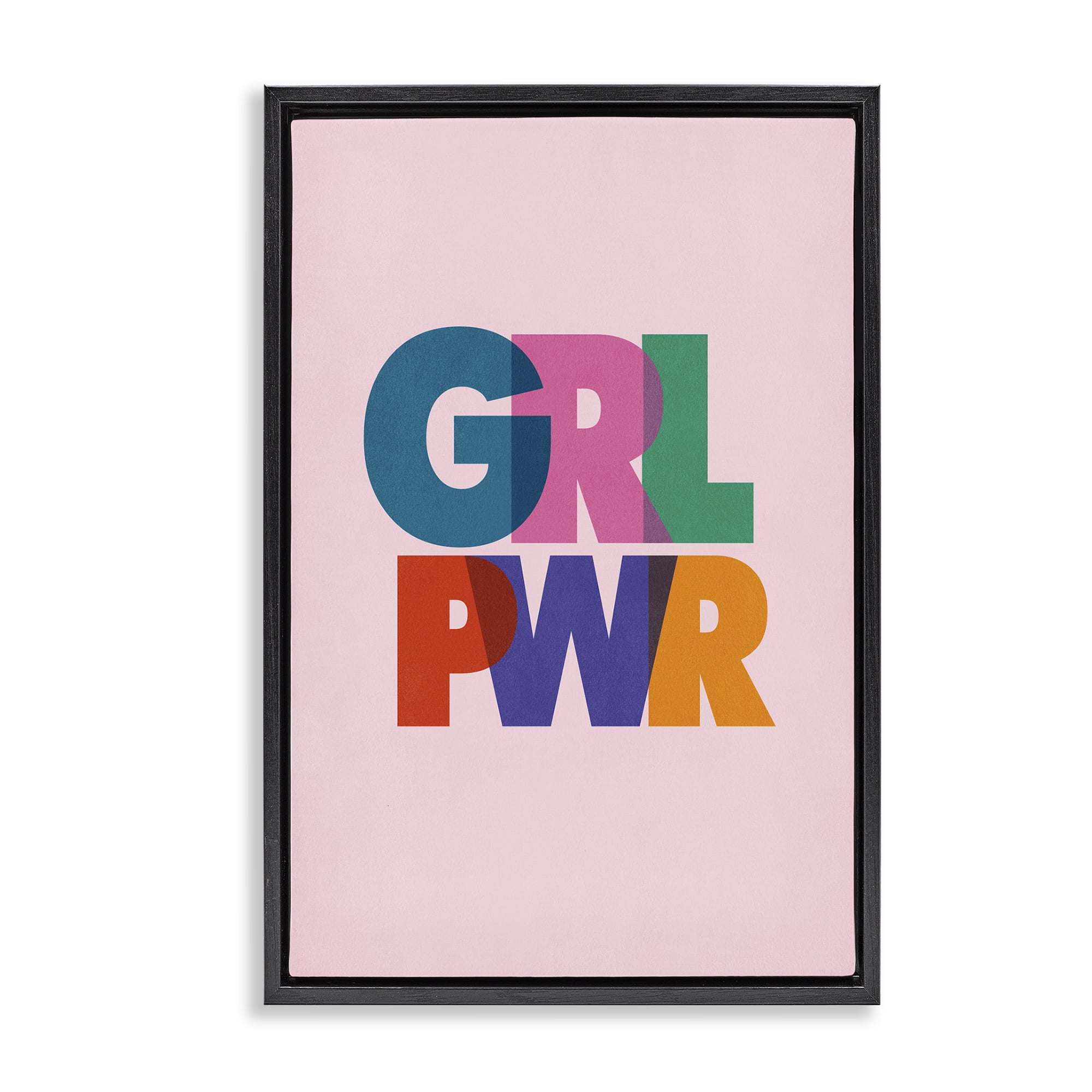 Stupell Industries Girl Power Pastel Text Text & Numbers Painting Black Floater Framed Canvas Art Print Wall Art, 21 x 31