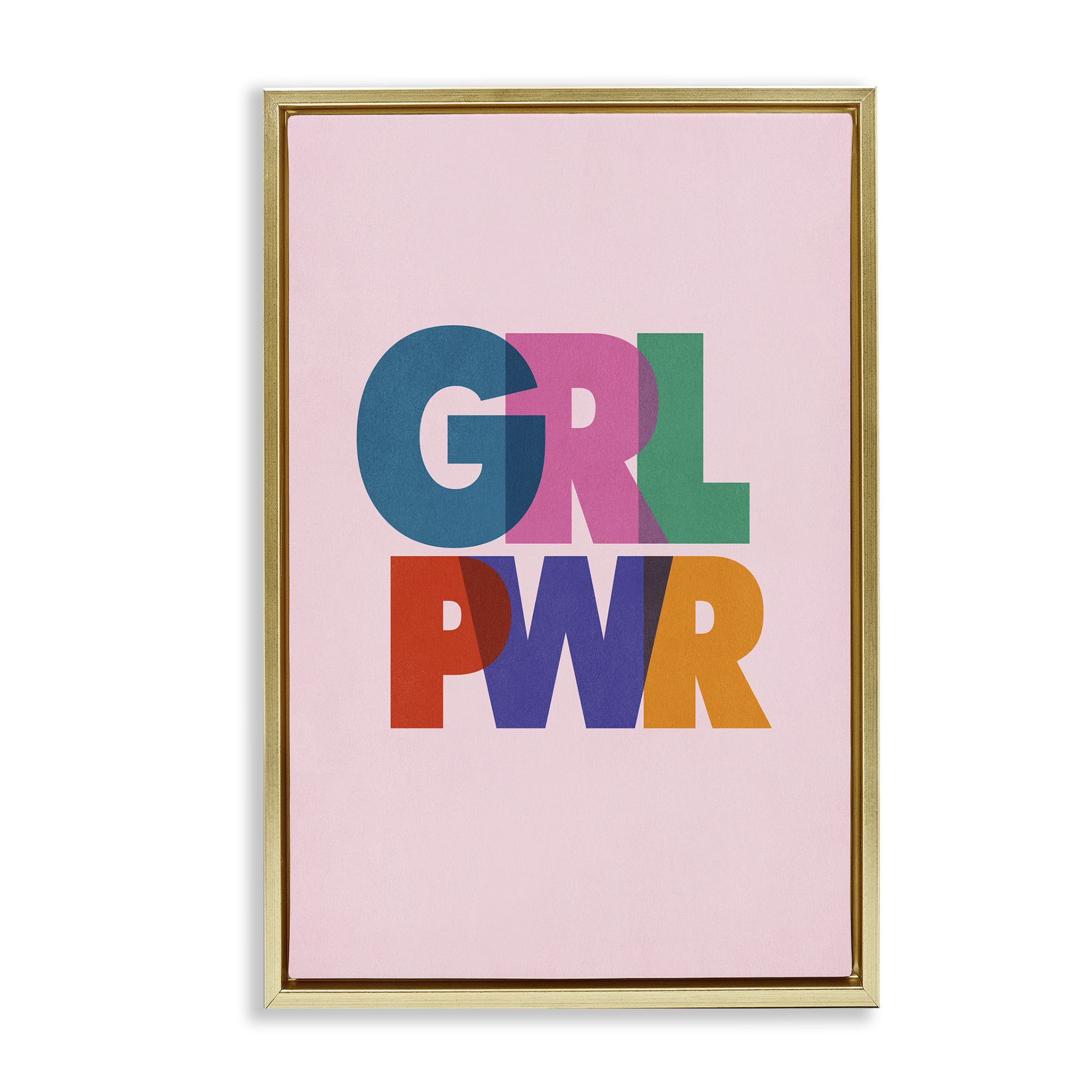 Stupell Industries Girl Power Pastel Text Text & Numbers Painting Gold Floater Framed Canvas Art Print Wall Art, 21 x 31