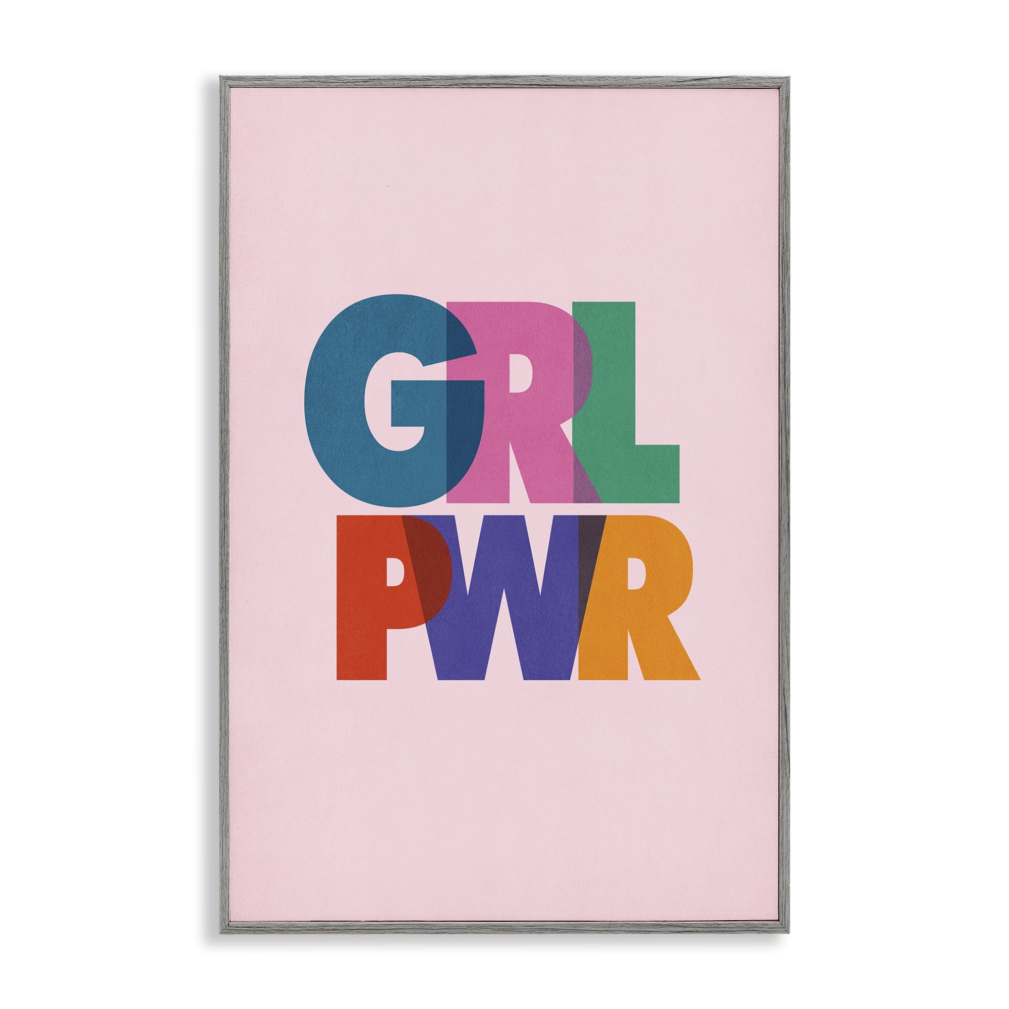 Stupell Industries Girl Power Pastel Text Text & Numbers Painting Gray Framed Art Print Wall Art, 16 x 24