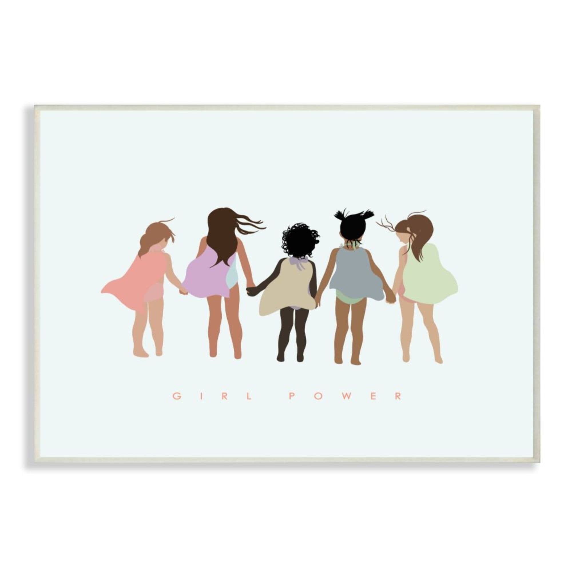 Stupell Industries Girl Power Phrase Inclusive Caped Superheroes Design by Leah Straatsma