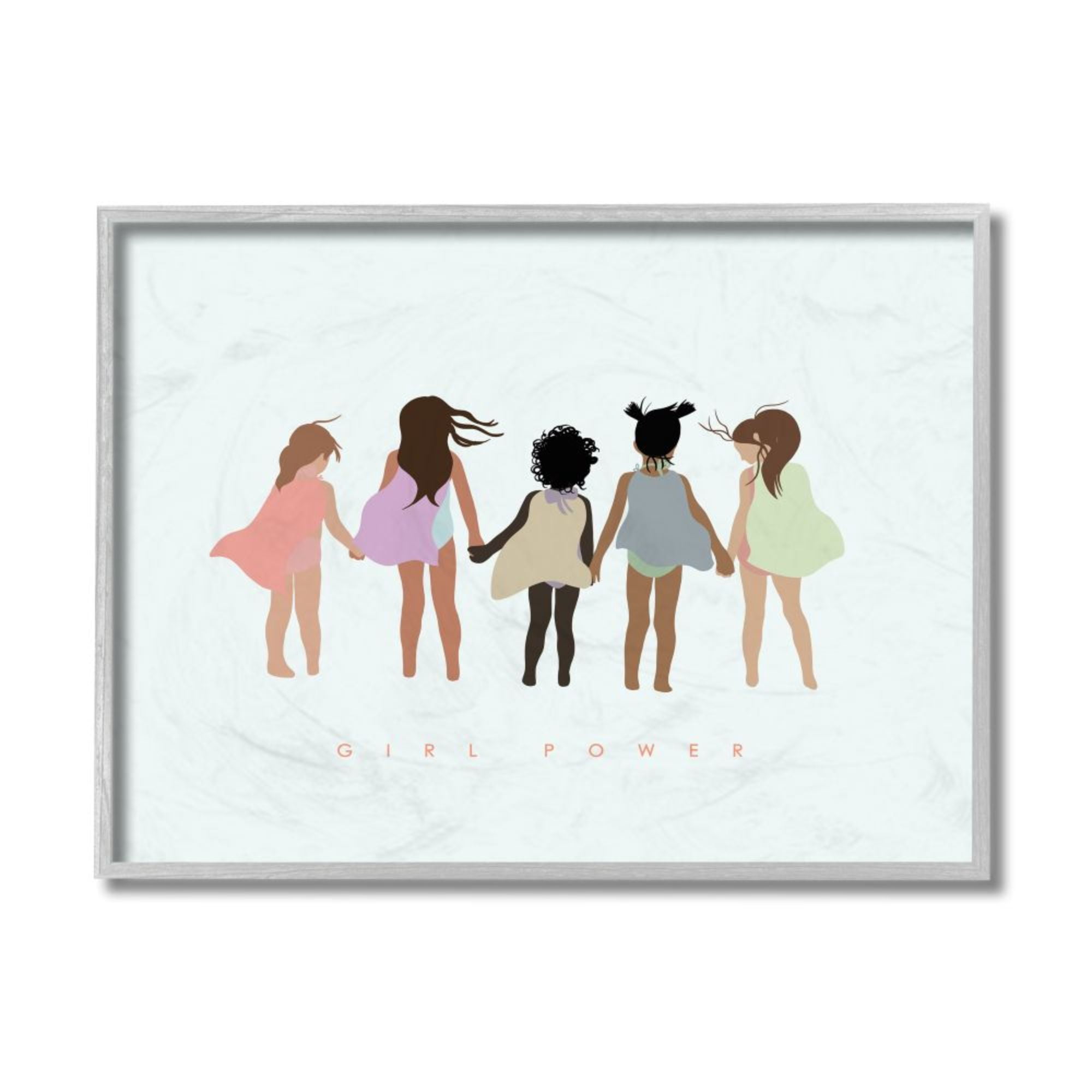 Stupell Industries Girl Power Phrase Inclusive Caped Superheroes Design by Leah Straatsma