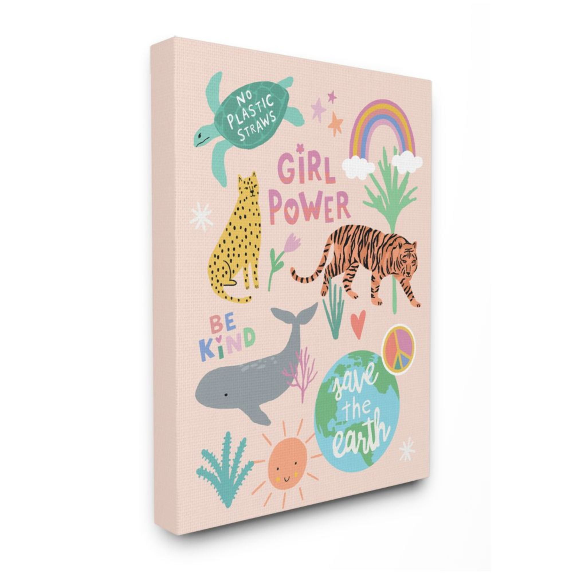 Stupell Industries Girl Power Phrases Colorful Animal Illustrations Design by Nina Seven, 36" x 48"
