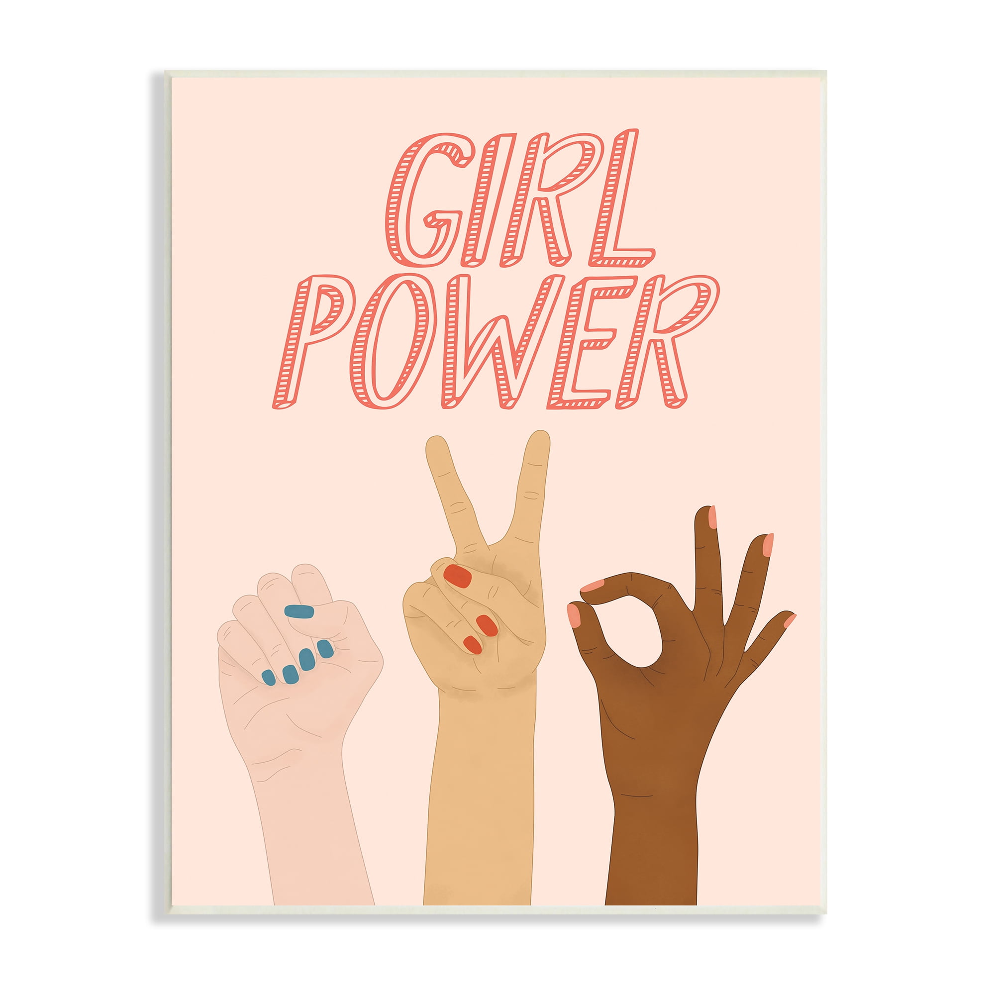 Stupell Industries Girl Power Pop Phrase Various Hand Signs, 13 x 19, Designed by JJ Design House LLC
