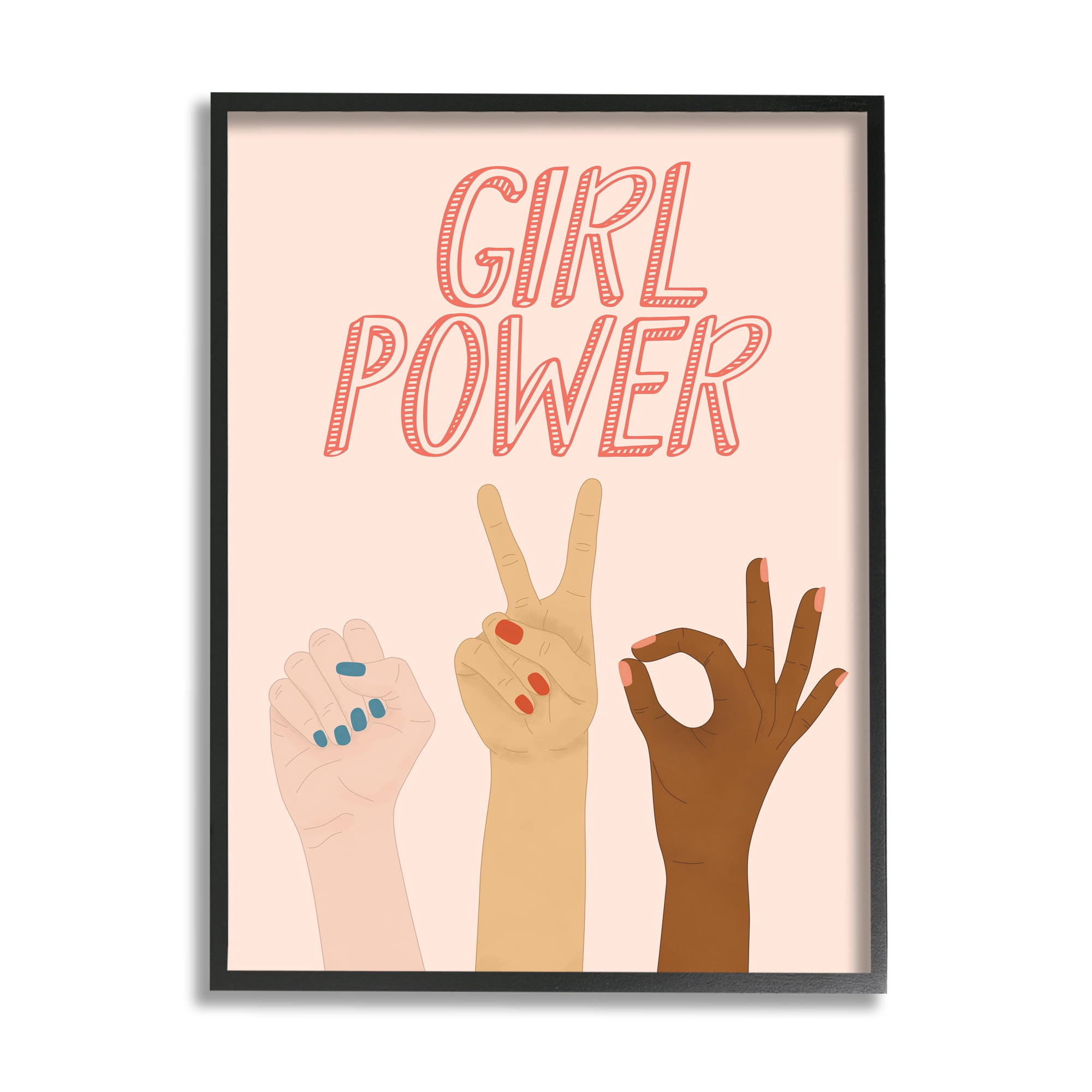 Stupell Industries Girl Power Pop Phrase Various Hand Signs, 16 x 20, Designed by JJ Design House LLC