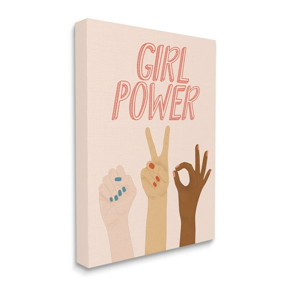 Stupell Industries Girl Power Pop Phrase Various Hand Signs, 36 x 48, Designed by JJ Design House LLC