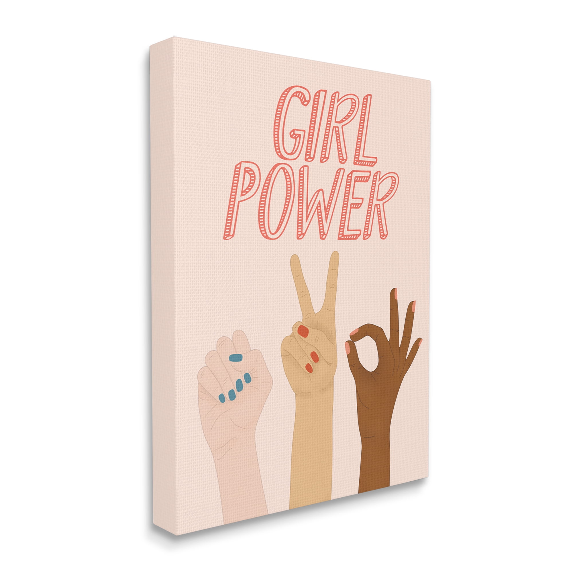 Stupell Industries Girl Power Pop Phrase Various Hand Signs Modern Painting Gallery-Wrapped Canvas Print Wall Art, 30 x 40, Design by JJ Design House LLC