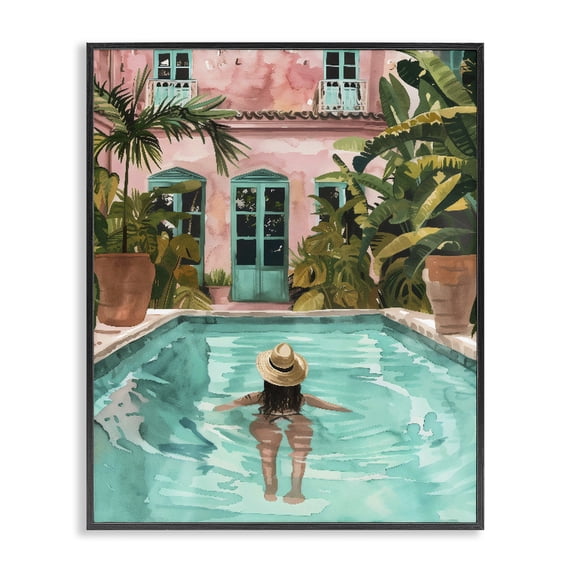 Stupell Industries Modern Girl Swimming In Pool Black Framed Giclee Art, 24 x 30, by The Prints Vibe