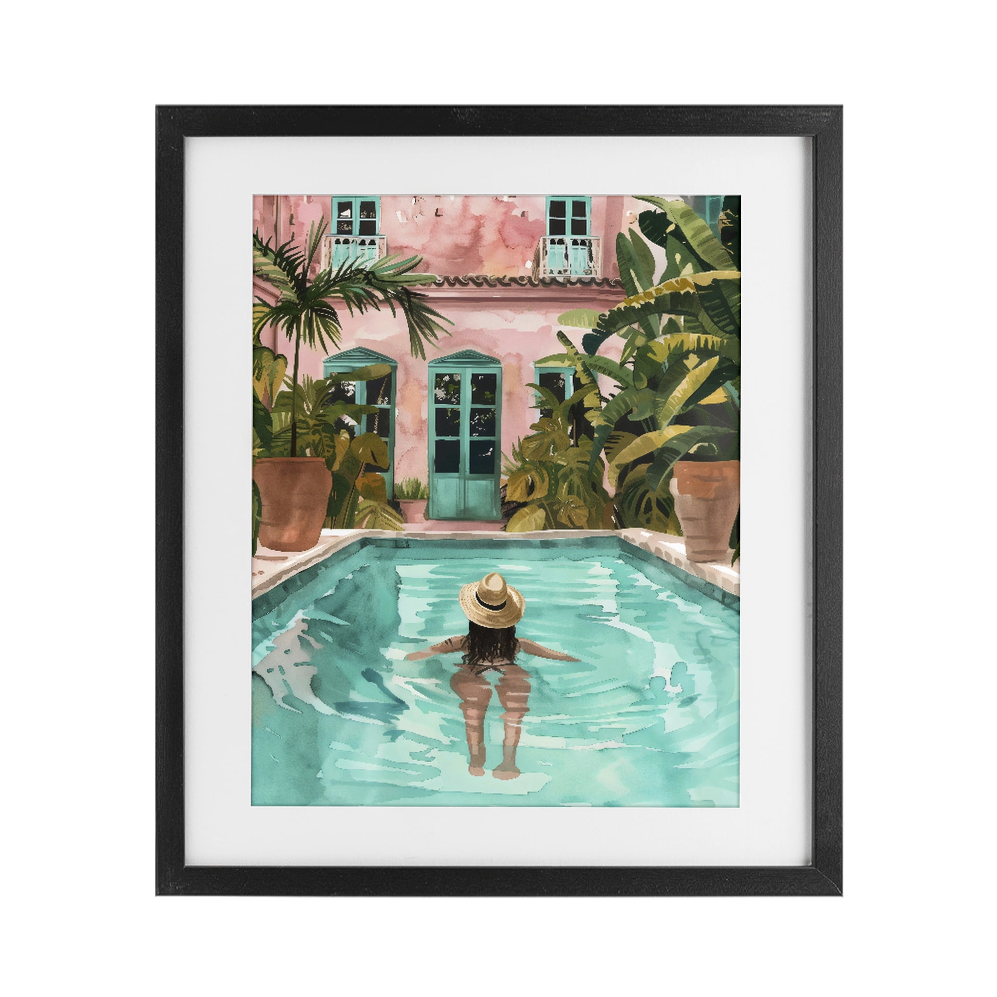 Stupell Industries Girl Swimming In Pool Black Framed Print Under Glass, design by The Prints Vibe