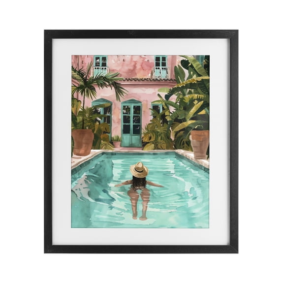 Stupell Industries Modern Girl Swimming In Pool Black Framed Print Under Glass, 13 x 16, by The Prints Vibe