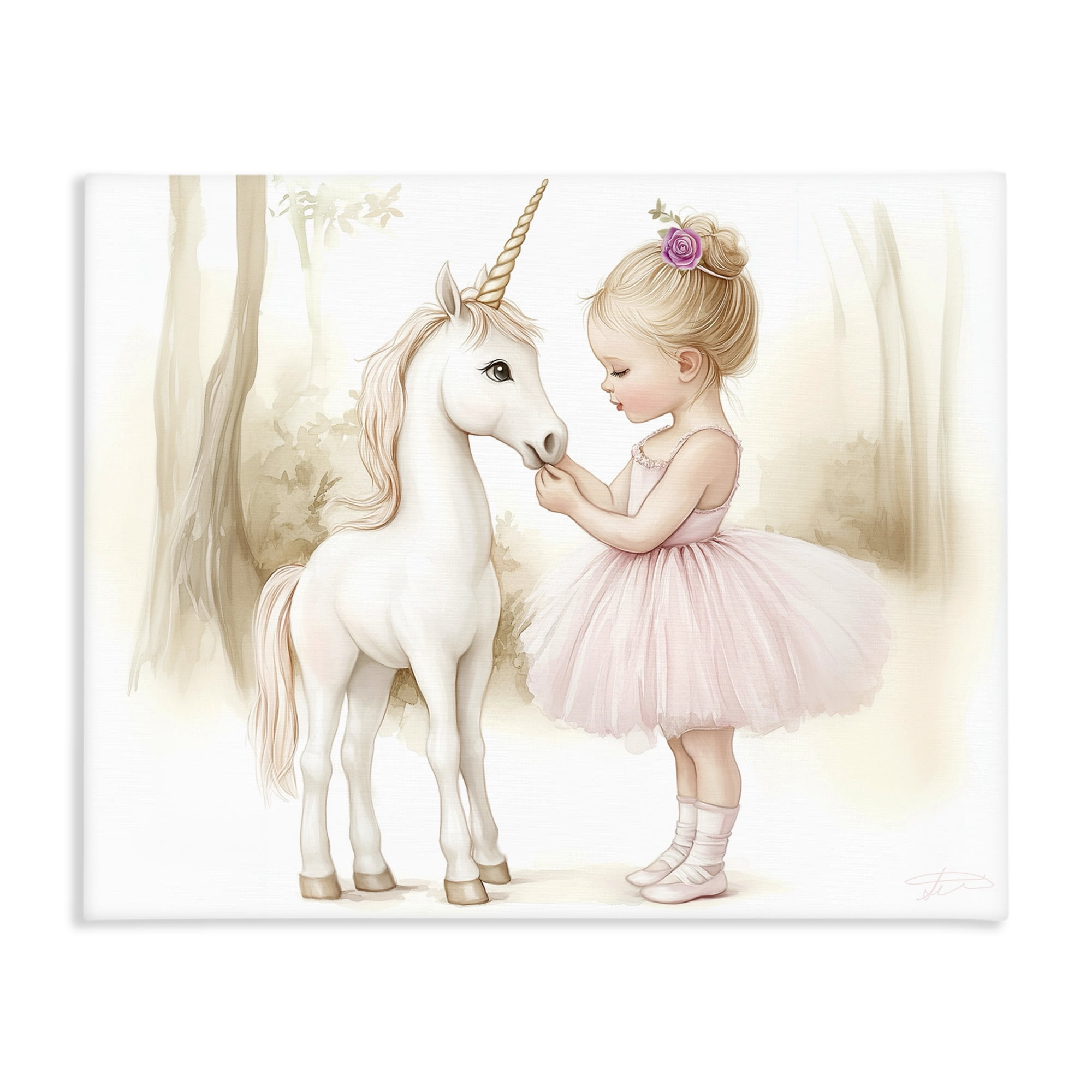 Stupell Industries Girl & Unicorn Friendship Canvas Wall Art, design by Whimsical Wonders