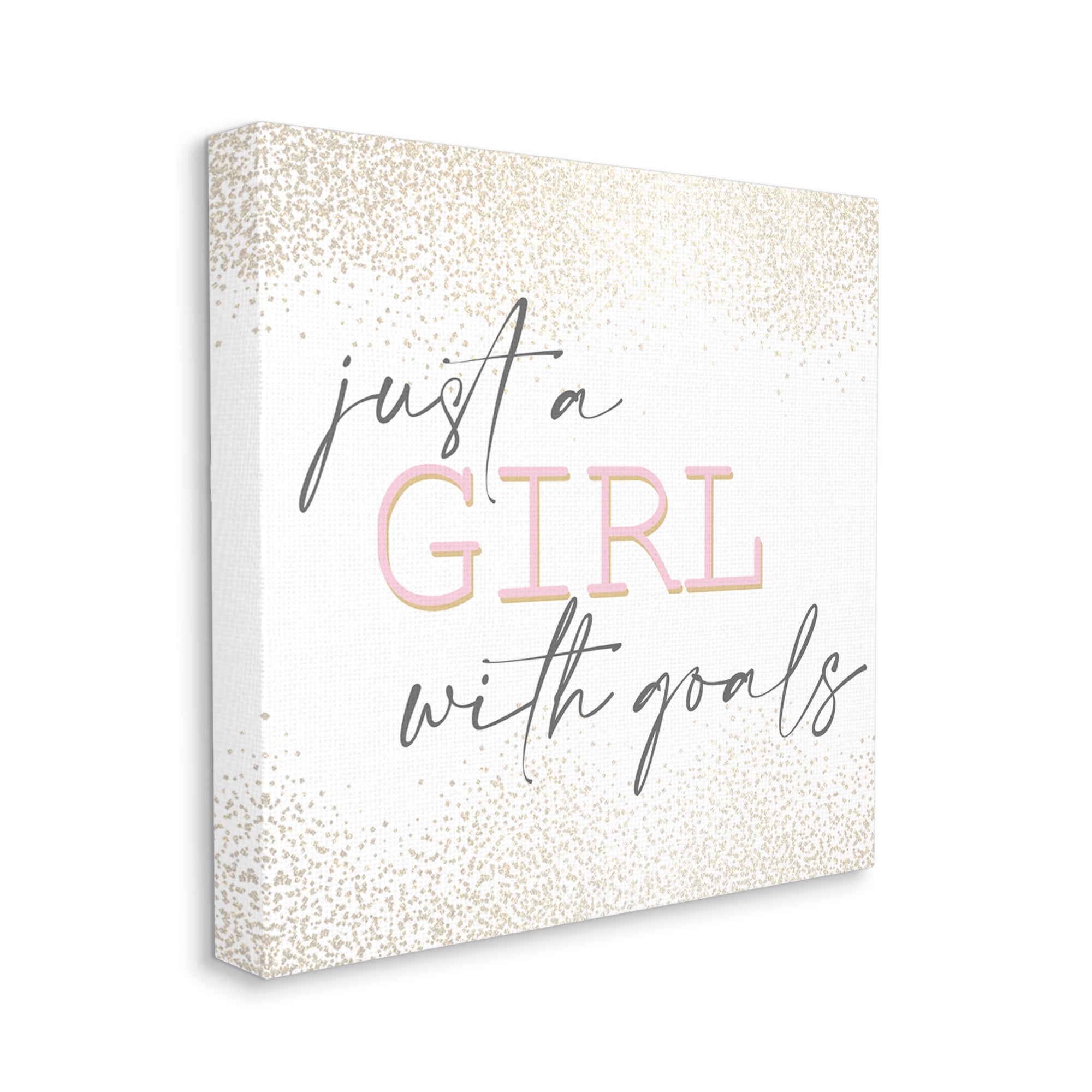 Stupell Industries Girl With Goals Phrase Glamourous Abstract Sparkle Canvas Wall Art by Kim Allen