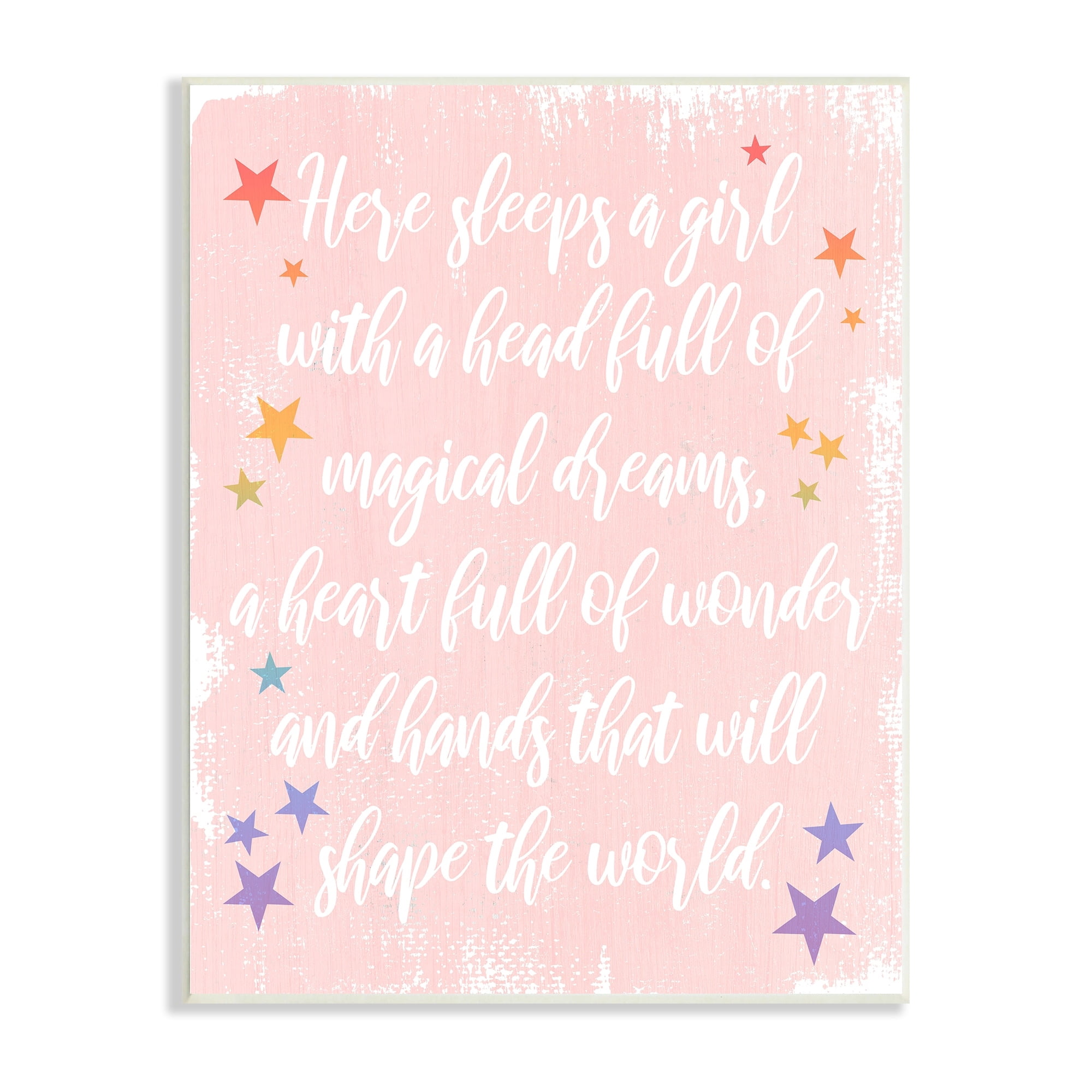 Stupell Industries Girl With Magical Dreams Distressed Pink Background ,10 x 15, Design by Daphne Polselli