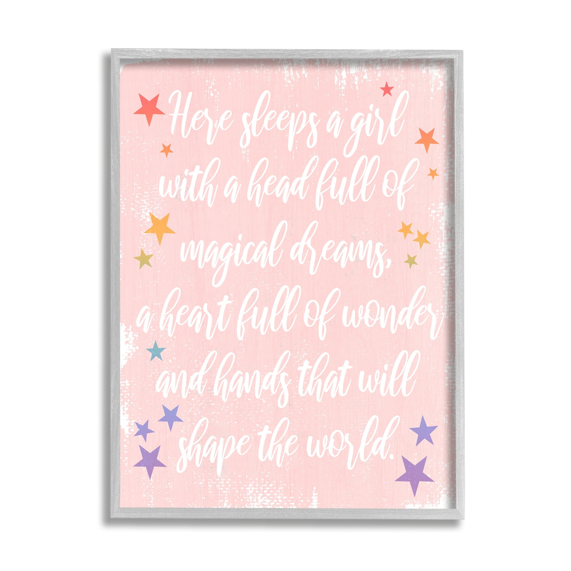 Stupell Industries Girl With Magical Dreams Distressed Pink Background ,11 x 14, Design by Daphne Polselli