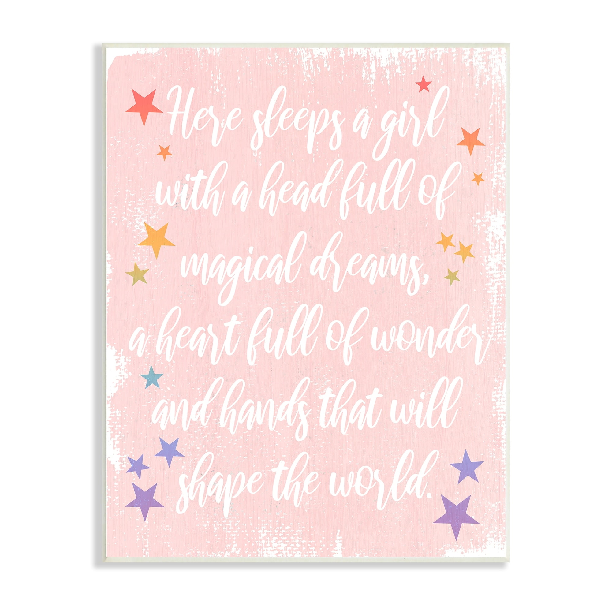 Stupell Industries Girl With Magical Dreams Distressed Pink Background ,13 x 19, Design by Daphne Polselli