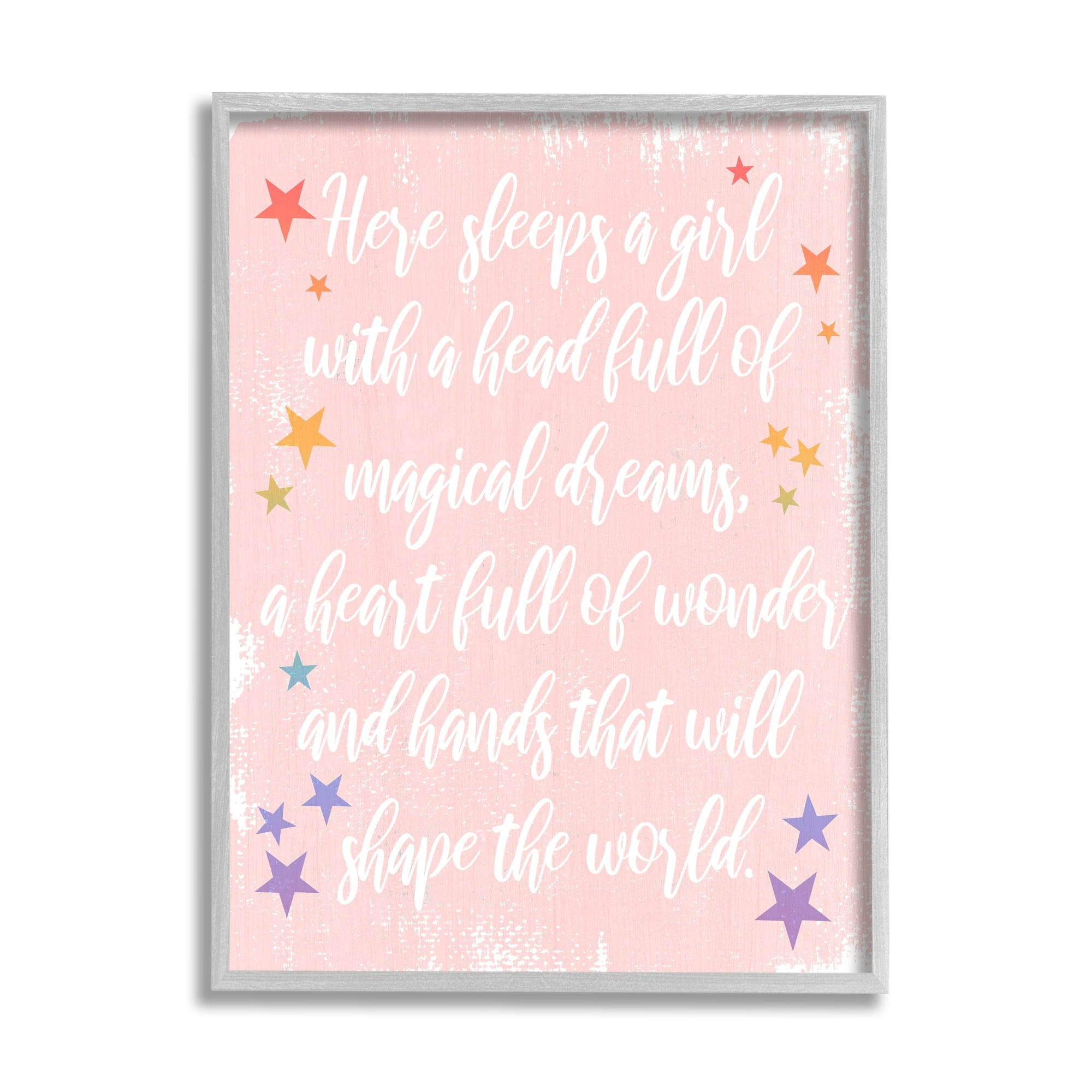 Stupell Industries Girl With Magical Dreams Distressed Pink Background ,16 x 20, Design by Daphne Polselli