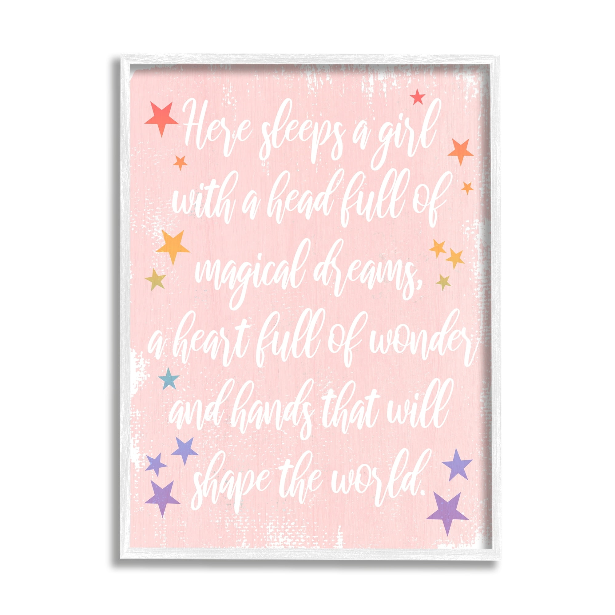 Stupell Industries Girl With Magical Dreams Distressed Pink Background ,16 x 20, Design by Daphne Polselli