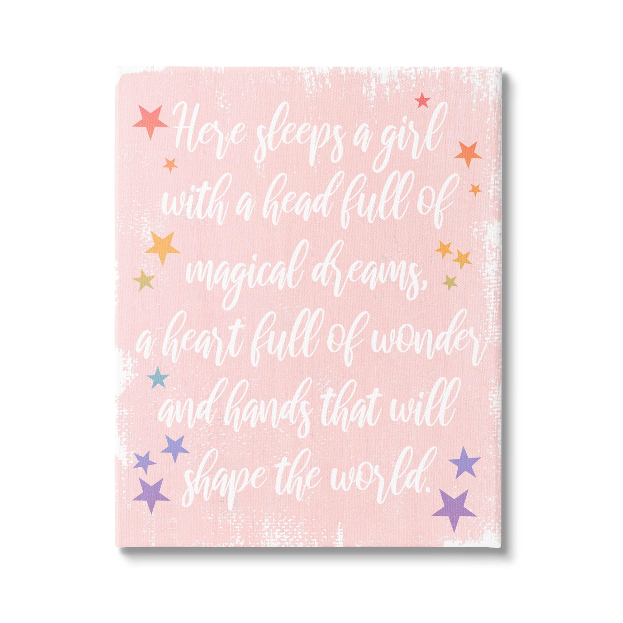 Stupell Industries Girl With Magical Dreams Distressed Pink Background ,24 x 30, Design by Daphne Polselli