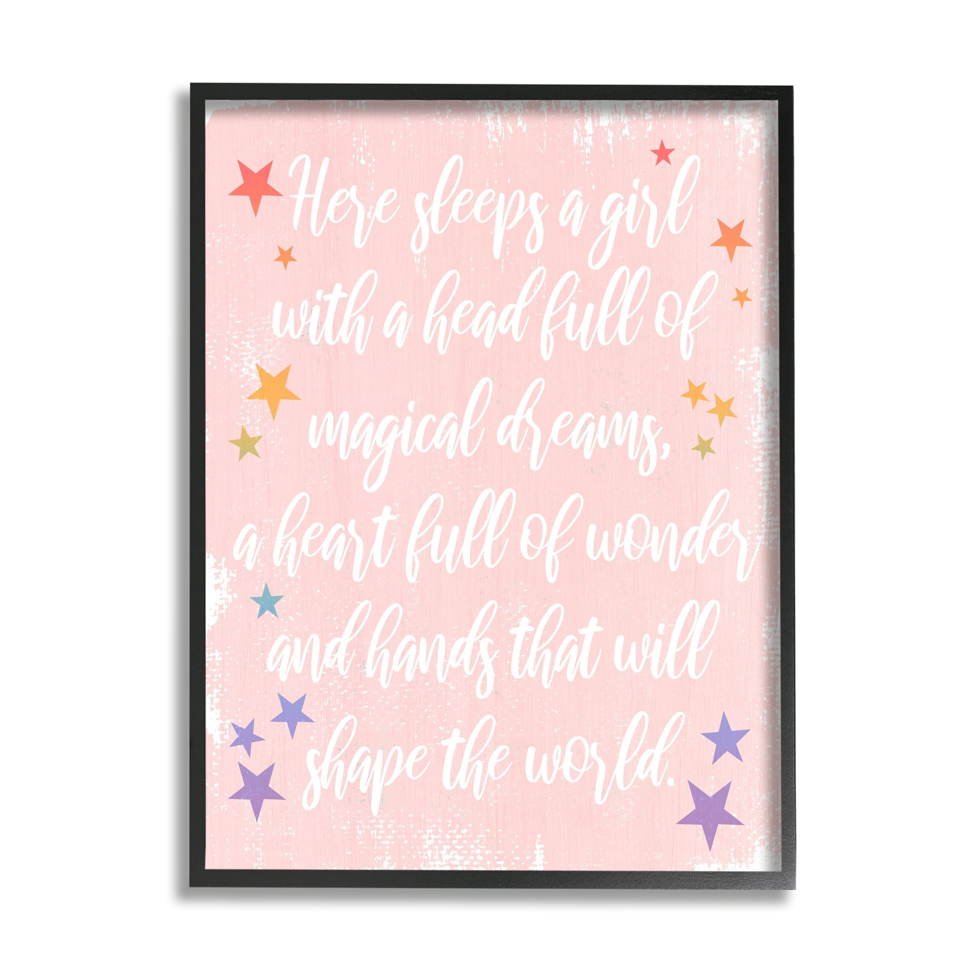 Stupell Industries Girl With Magical Dreams Distressed Pink Background ,24 x 30, Design by Daphne Polselli