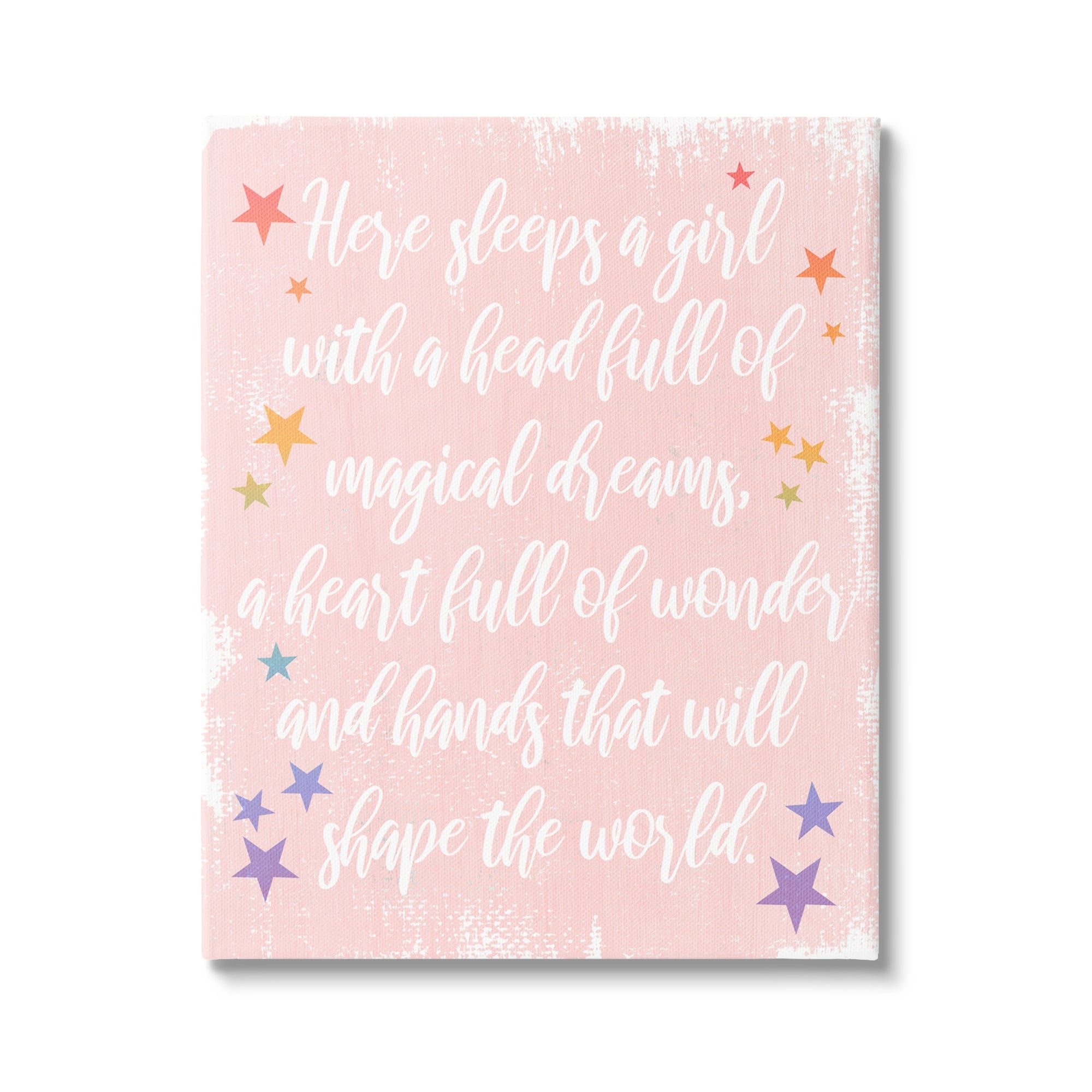 Stupell Industries Girl With Magical Dreams Distressed Pink Background ,30 x 40, Design by Daphne Polselli