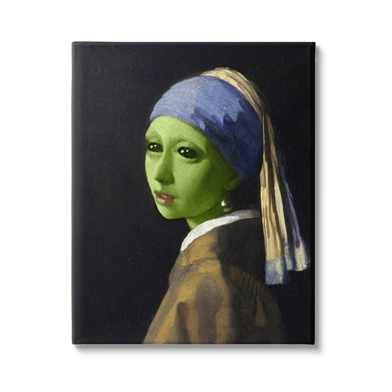 Stupell Industries Girl With Pearl Earring Alien Fairy Tales & Fantasy Painting Gallery Wrapped Canvas Print Wall Art