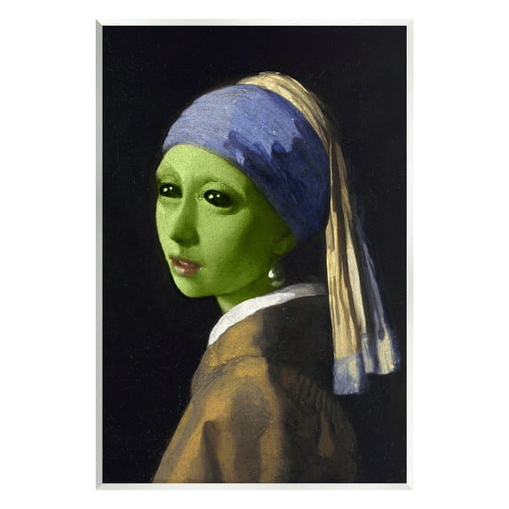 Stupell Industries Girl With Pearl Earring Alien Fairy Tales & Fantasy Painting Unframed Art Print Wall Art