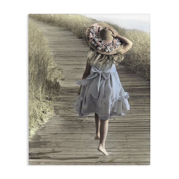 Stupell Industries Coastal Girl With Sun Hat Walking Canvas Art, 30 x 40, by Kendra Dew
