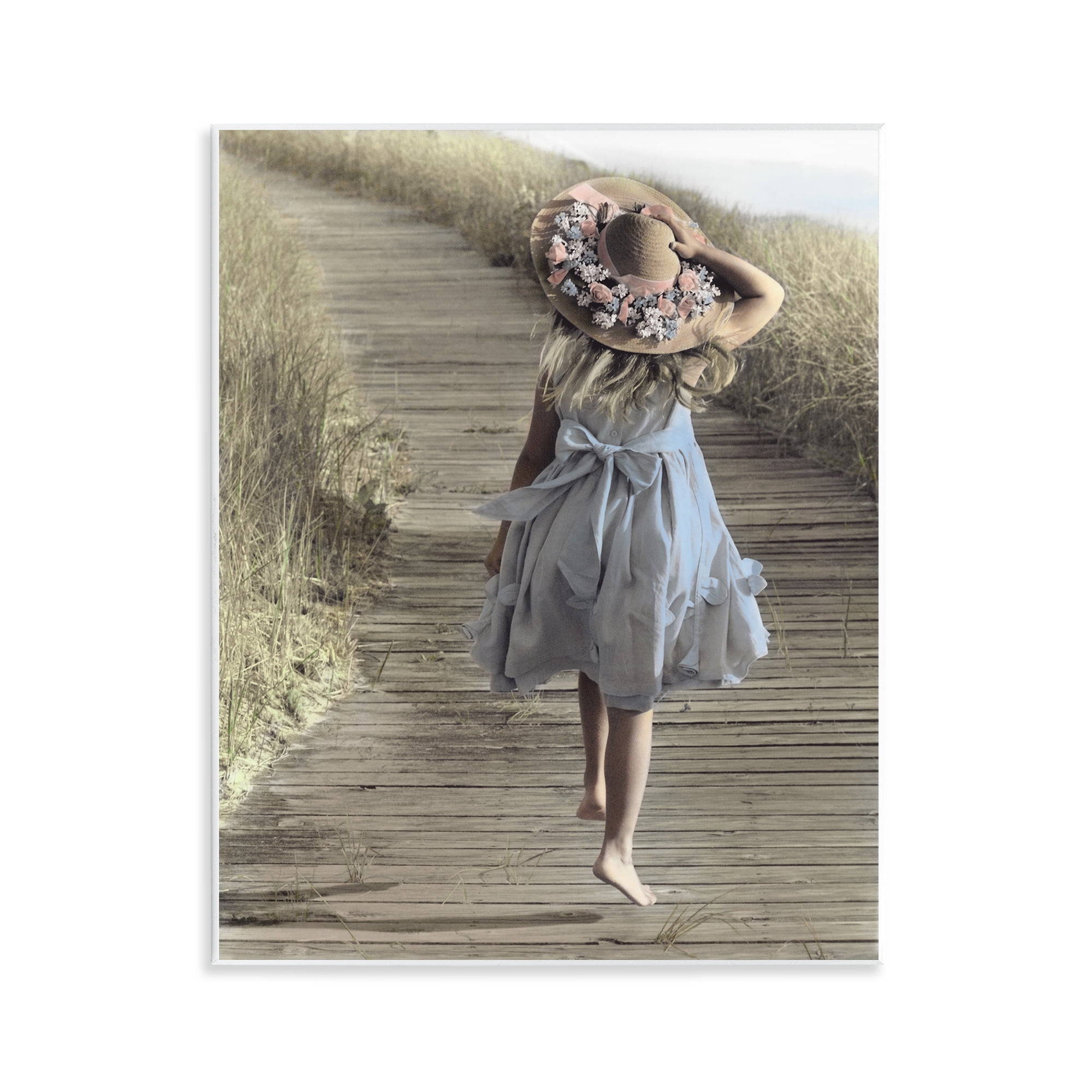 Girl With Sun Hat Walking Wall Plaque Art, 11 x 14 - By Kendra Dew