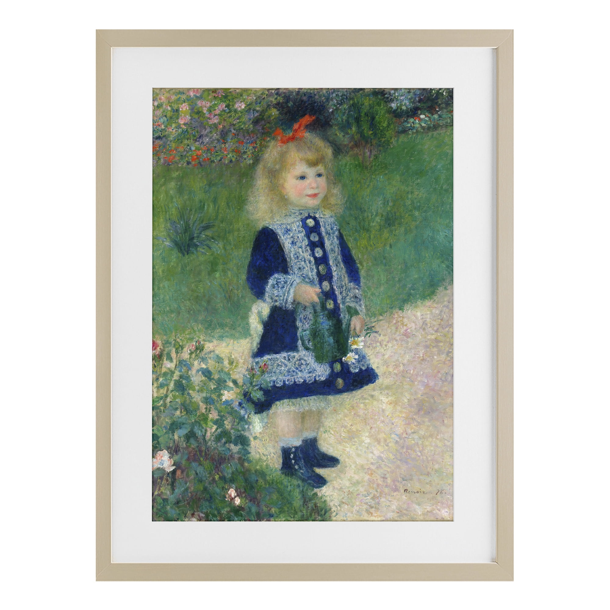 Stupell Industries Girl With Watering Can Birch Framed Print Under Glass, design by Tina LeCour
