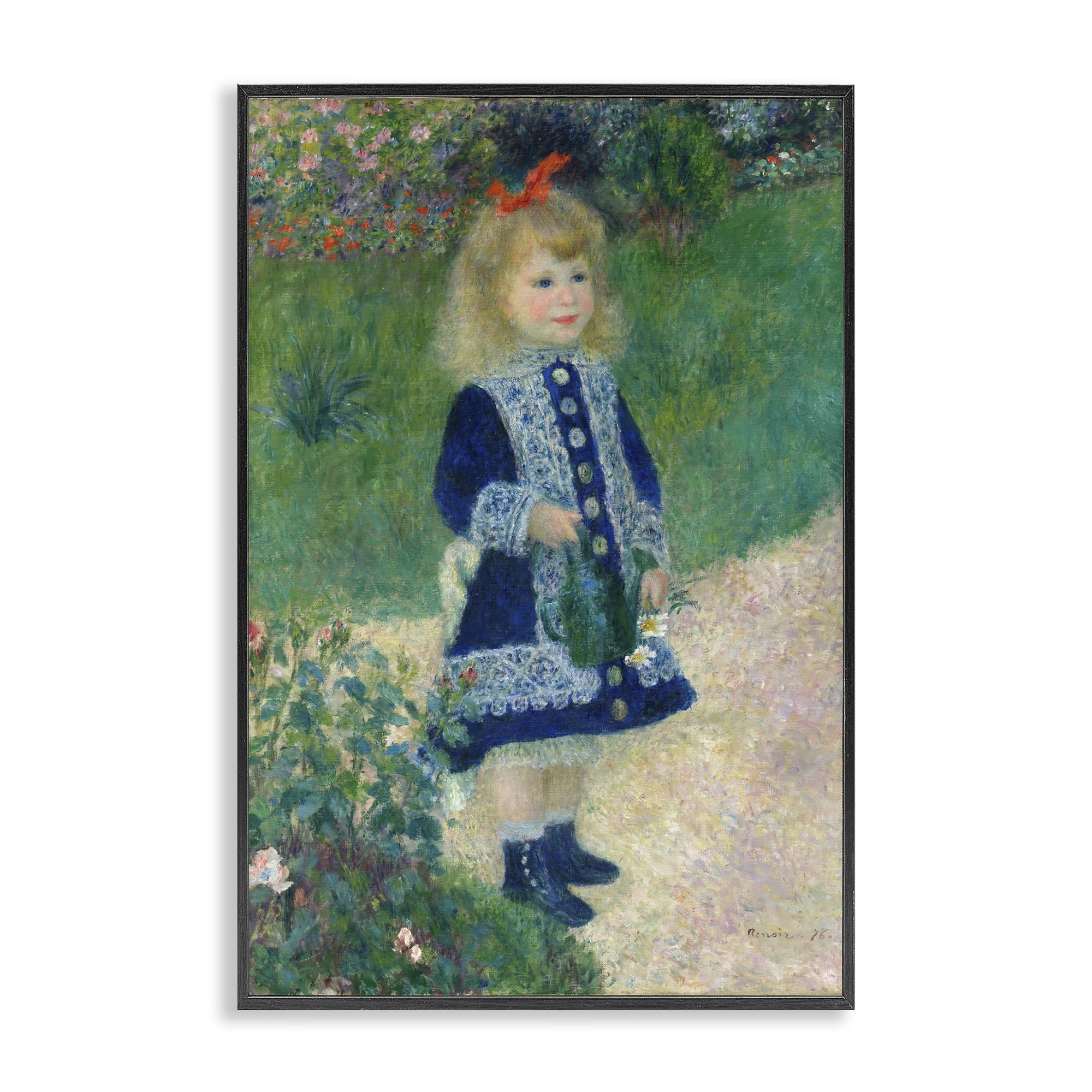 Stupell Industries Girl With Watering Can Black Framed Giclee Art, design by Tina LeCour