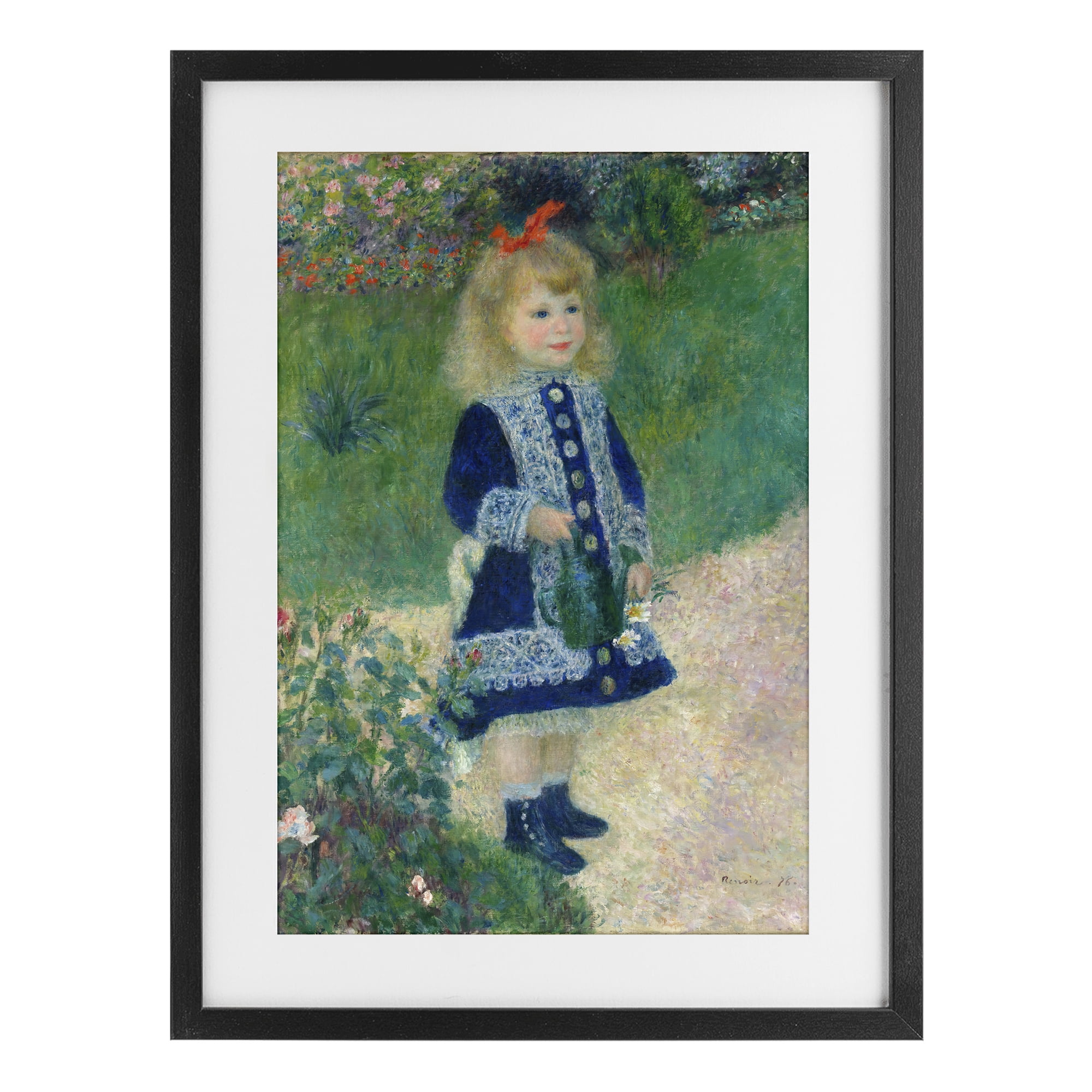 Stupell Industries Girl With Watering Can Black Framed Print Under Glass, design by Tina LeCour