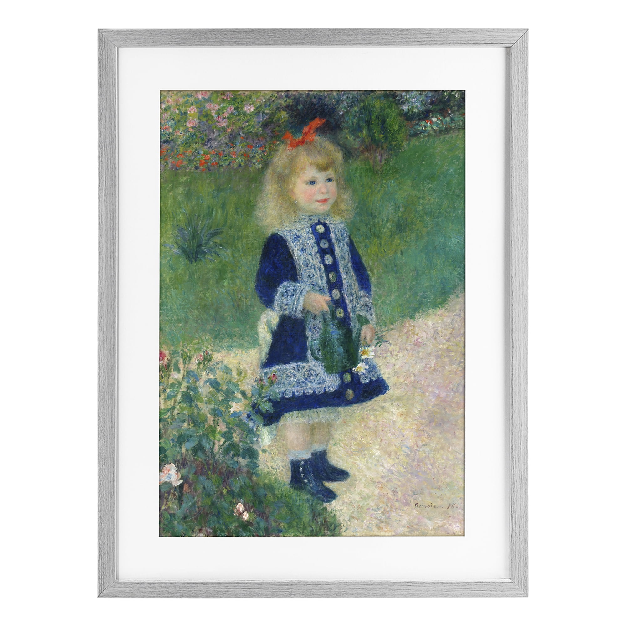 Stupell Industries Girl With Watering Can Gray Framed Print Under Glass, design by Tina LeCour