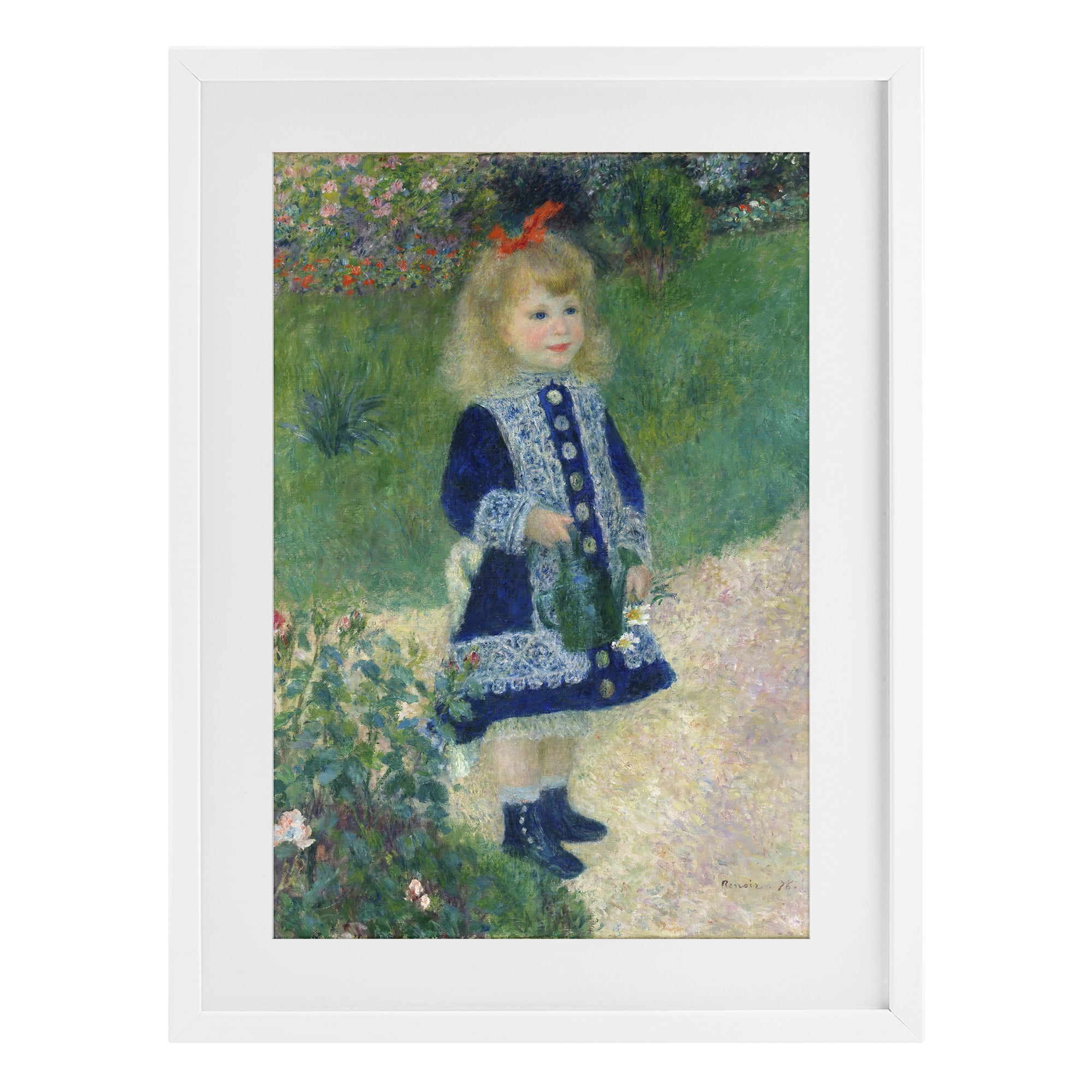 Stupell Industries Girl With Watering Can White Framed Print Under Glass, design by Tina LeCour