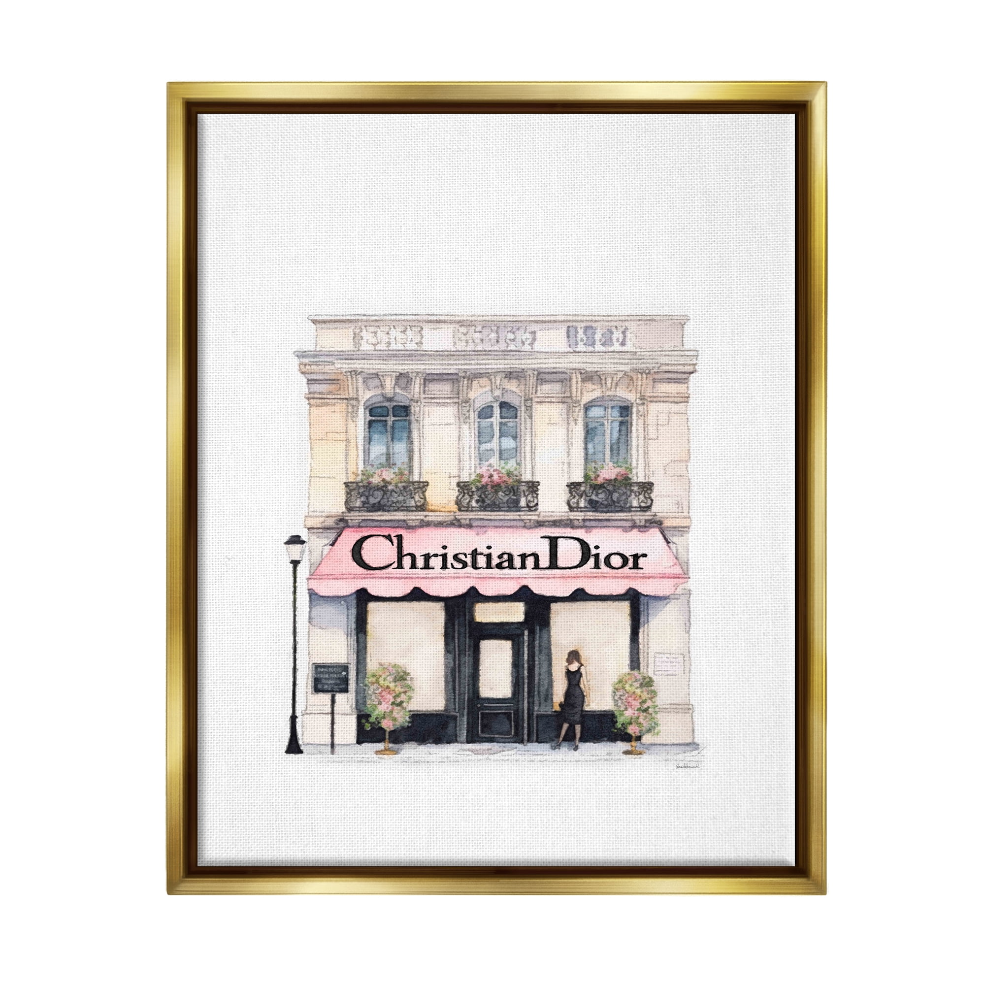 Stupell Industries Girl at Fashion Shop Beauty & Fashion Painting Gold Floater Framed Art Print Wall Art, 25 x 31