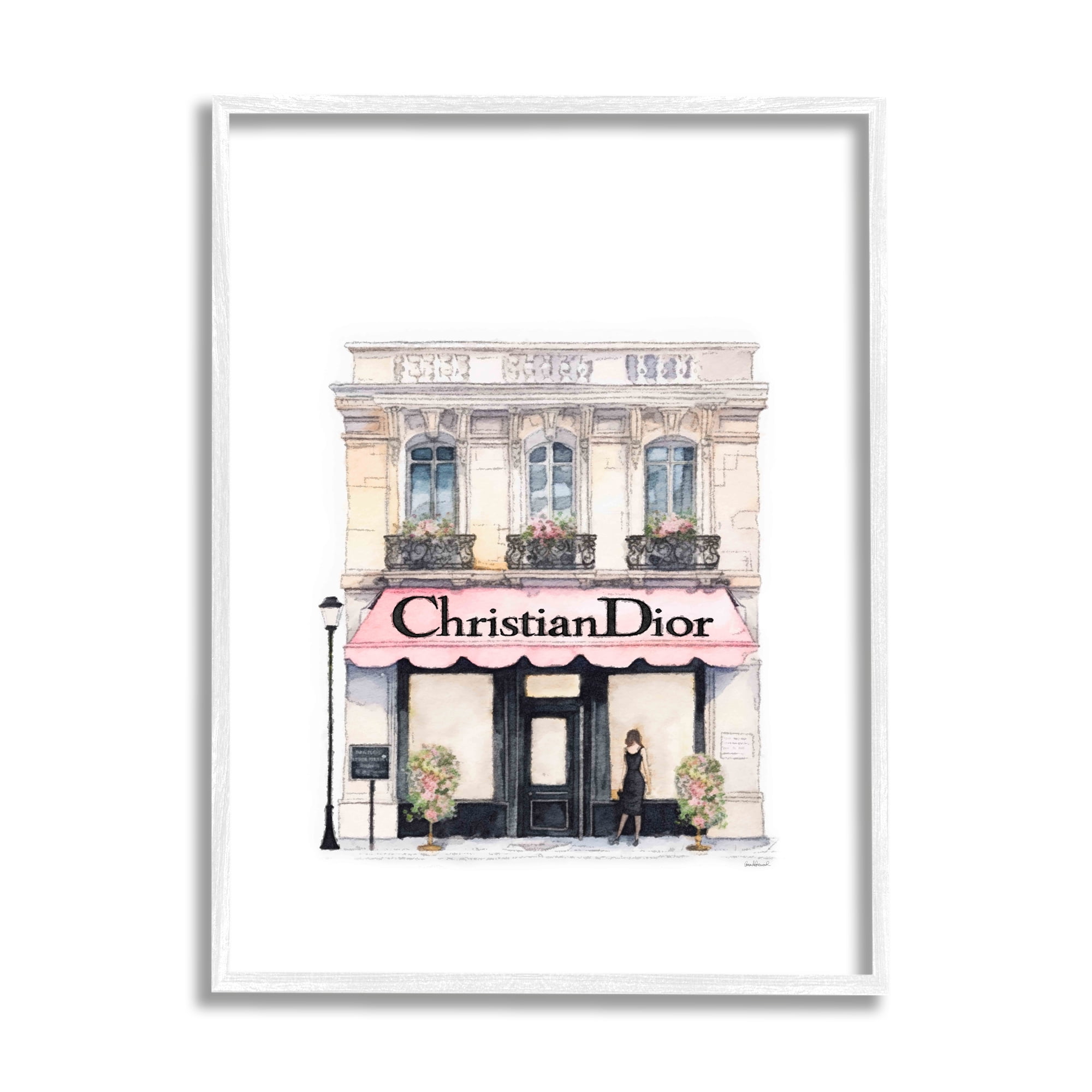 Stupell Industries Girl at Fashion Shop Beauty & Fashion Painting White Framed Art Print Wall Art, 11 x 14