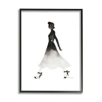 Stupell Girl in Black Dress Beauty & Fashion Painting Black Framed Art Print Wall Art, 11 x 14