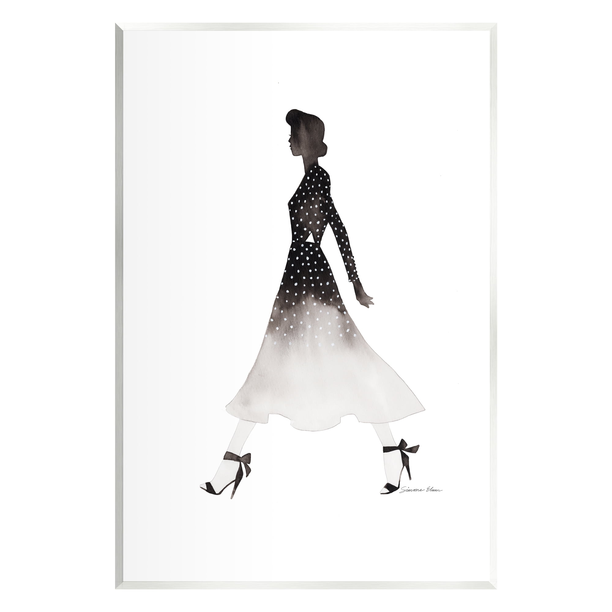 Stupell Industries Girl in Black Dress Beauty & Fashion Painting Unframed Art Print Wall Art, 10 x 15