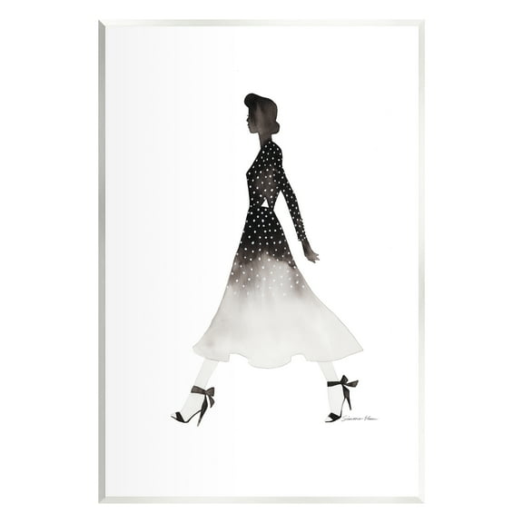 Stupell Industries Girl in Black Dress Beauty & Fashion Painting Unframed Art Print Wall Art, 10 x 15