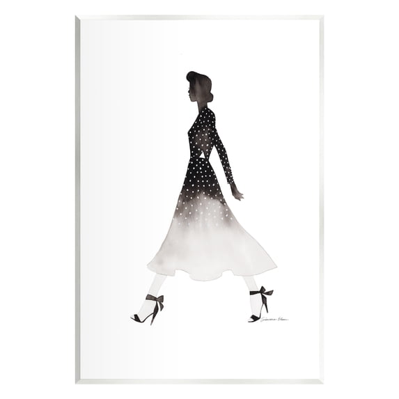 Stupell Industries Girl in Black Dress Beauty & Fashion Painting Unframed Art Print Wall Art, 10 x 15