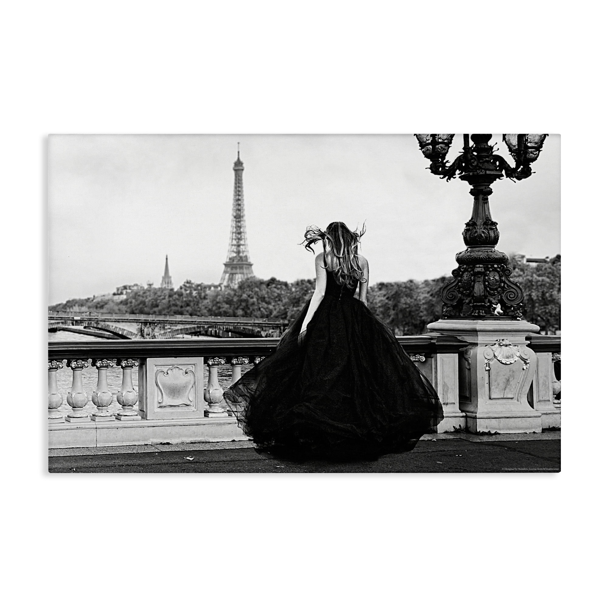 Stupell Industries Girl in Gown Cityscape People Photography Wrapped Canvas Art Print Wall Art, 36 x 24