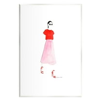 Stupell Industries Girl in Pink & Red Beauty & Fashion Painting Unframed Art Print Wall Art, 10 x 15