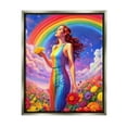 thumbnail image 1 of Stupell Industries Girl in Rainbow Meadow Botanical & Floral Painting Gray Floater Framed Canvas Art Print Wall Art, 17 x 21, 1 of 10