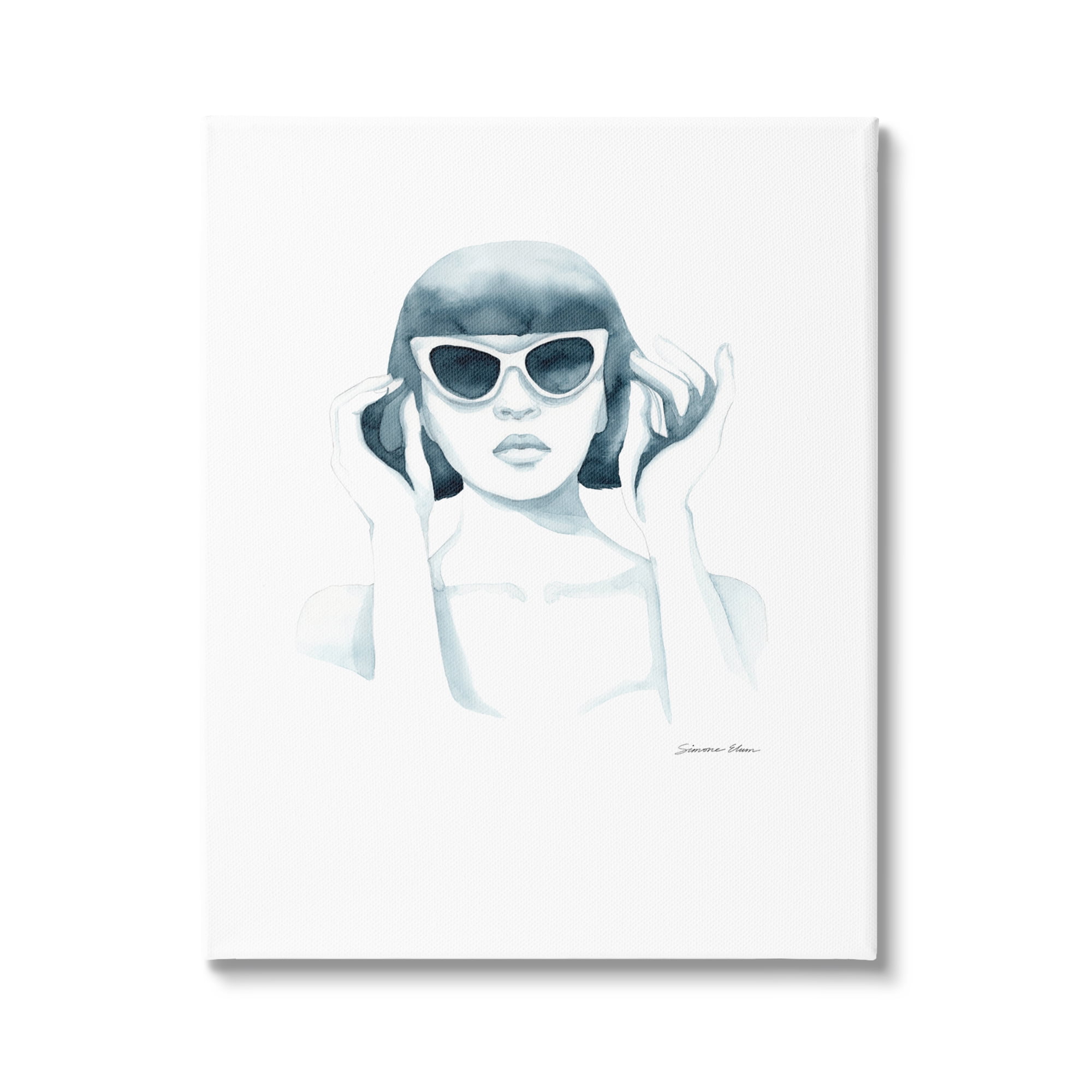 Stupell Industries Girl in Retro Sunglasses Beauty & Fashion Painting Gallery Wrapped Canvas Print Wall Art, 36 x 48